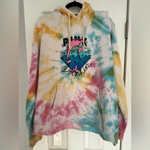 Pink Dolphin Hoodie Sweatshirt Men Size L Colorful Tie Dye